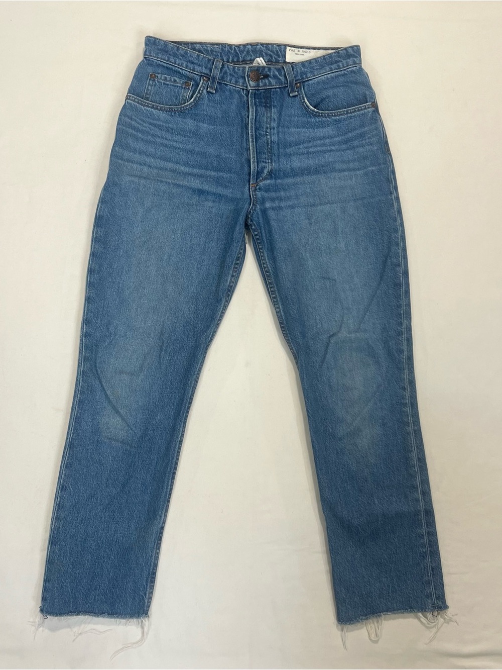 rag & bone Nina High Rise Ankle Cigarette Relaxed Straight Mid Blue Jeans
